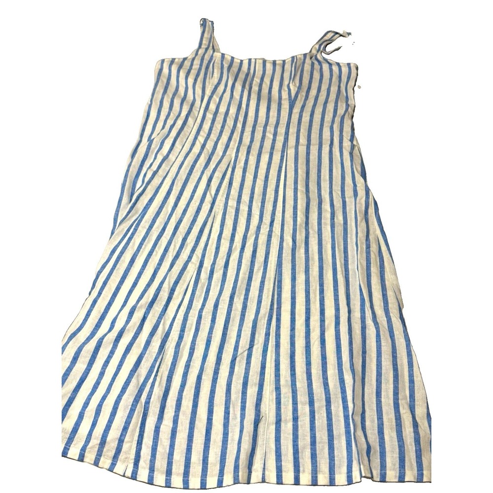 Old Navy Women's XL Blue/White Striped Smocked Sleeveless Midi Sundress